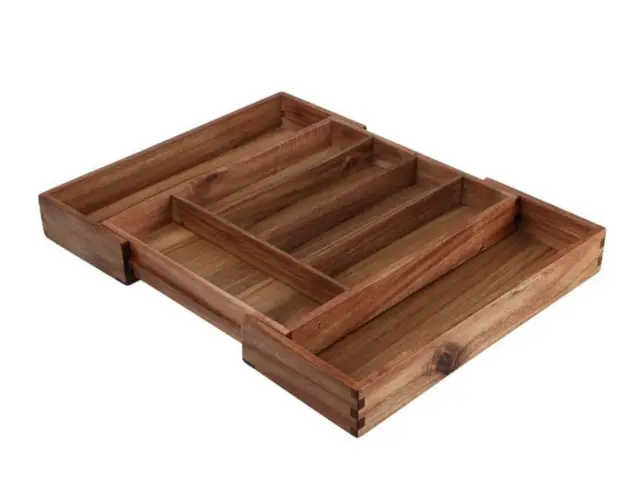 Eπεκτεινόμενη Θήκη για Μαχαιροπίρουνα Excellent Houseware από Ξύλο Ακακίας, με διαστάσεις 34x28-45x5cm BA2100040 2