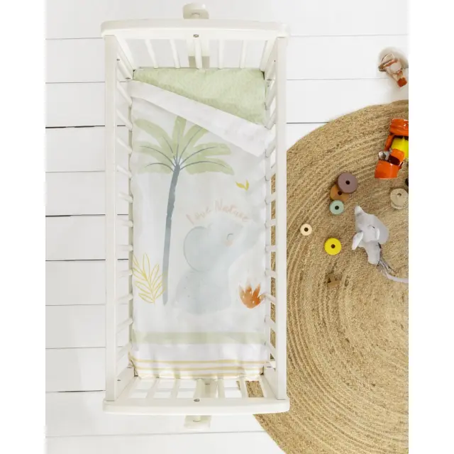 Σετ 2 Τεμ Σεντόνια Λίκνου 70x110 Nima Nature's Kiss White-Green 100% βαμβακερόΧωρίς Λάστιχο