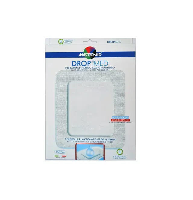 Master Aid Drop Med Αυτοκόλλητες Αντικολλητικές Γάζες 15x17cm (10x12), 3 τεμάχια