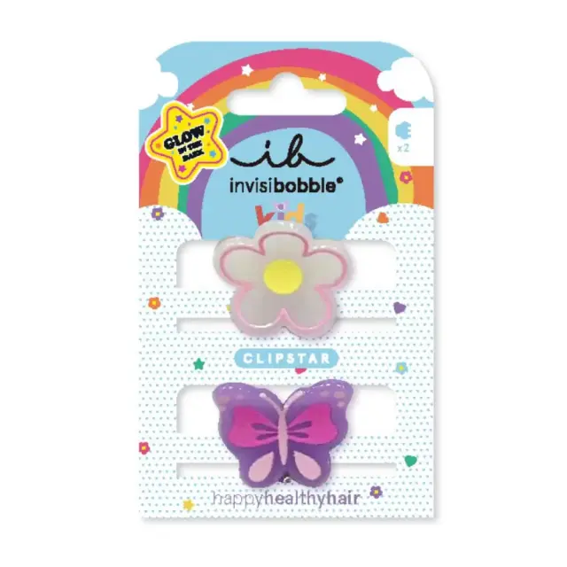 Invisibobble Clipstar Glow Kids Happy Flower Παιδικό Kλάμερ Μαλλιών, 2τεμ
