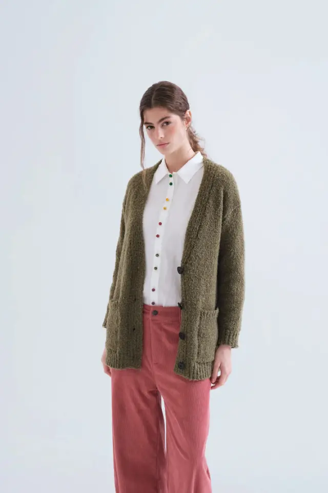 COMPANIA FANTASTICA KNITTED CARDIGAN (63C/10314 GREEN) - M