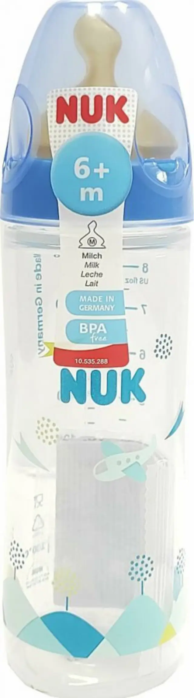 Nuk Πλαστικό Μπιμπερό New Classic Κατά των Κολικών με Θηλή Καουτσούκ 250ml για 6+ μηνών Μπλε