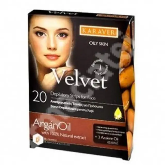 Karaver Αποτριχωτικές Ταινίες Προσώπου Velvet Face With Argan Oil 20τμχ & 3 Μαντηλάκια