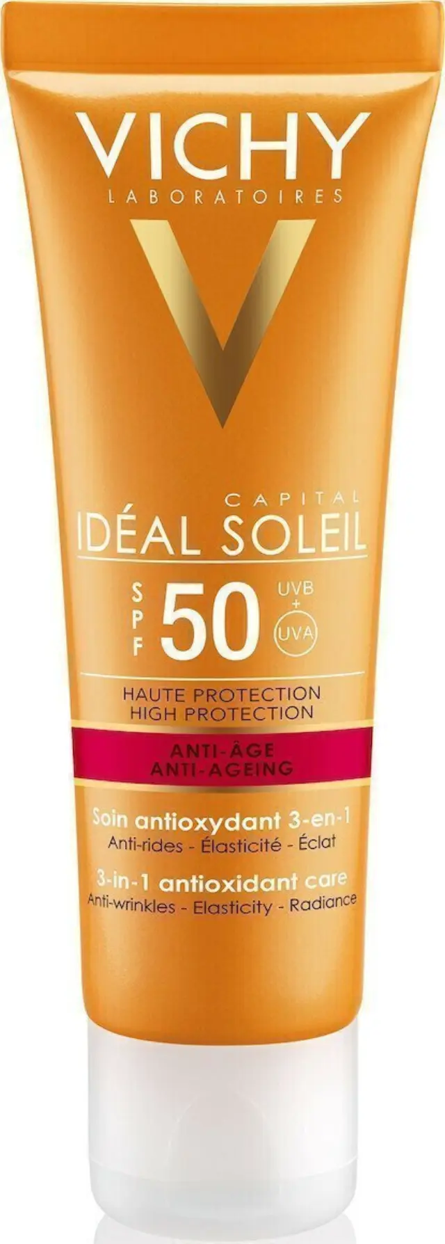 Vichy | Ideal Soleil Anti-Ageing 3 in 1 | Αντηλιακή Κρέμα Προσώπου με Αντιγηραντική Δράση SPF50+ | 50ml