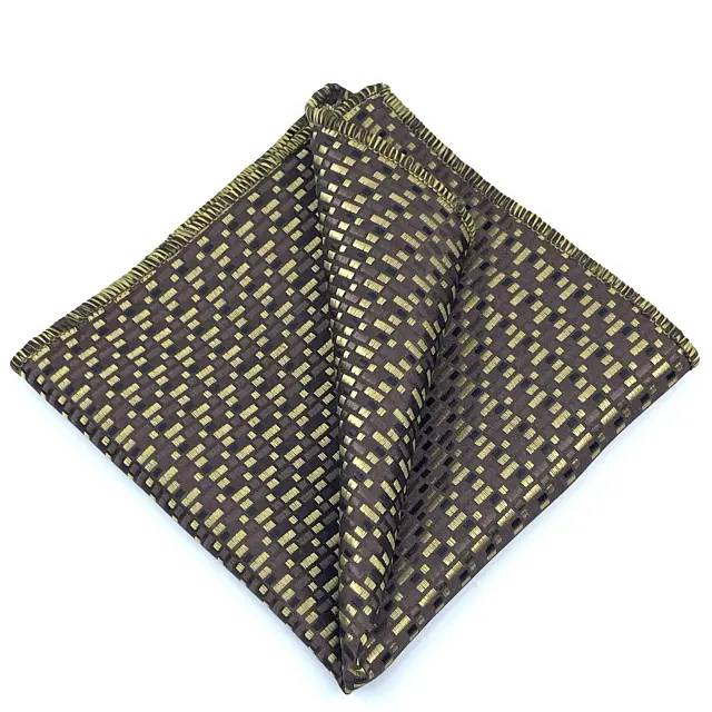 Γραβάτα Microfiber Χρυσαφί Ιριδίζον με Καφέ Αποχρώσεις Σετ με Μαντηλάκι 3