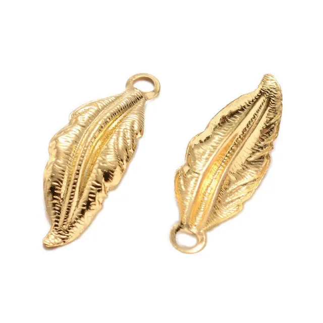 Μεταλλικό Διακοσμητικό Leaf 26x9x1mm - Golden - 20τεμ