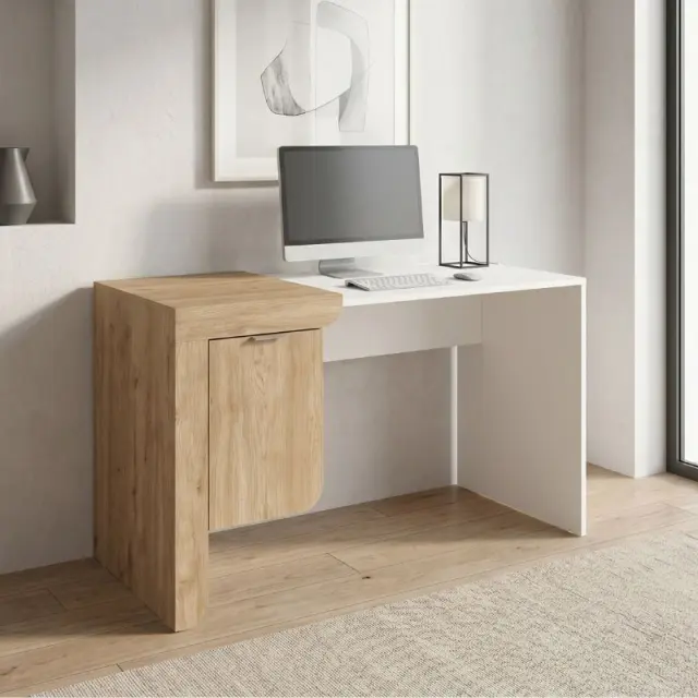 Γραφείο εργασίας Dario Megapap χρώμα sepet oak - λευκό 120x60x73,2εκ.