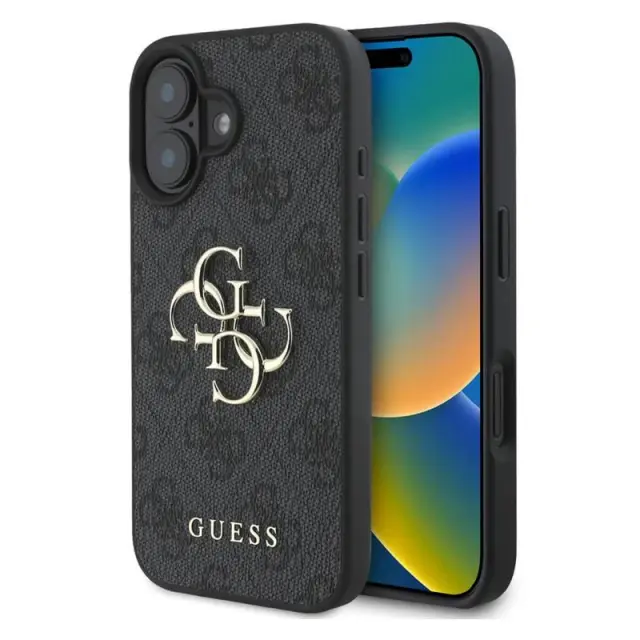 Θήκη PU Guess Apple iPhone 16 Hardcase Big Logo 4G Μαύρο N69926