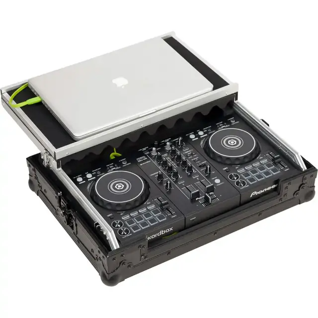 WALKASSE WMC-PRO4MBK Flight Case Midi Controller Pioneer® DDJ-FLX4 N.I.® S2MK3 Black (Laptop Stand). 3