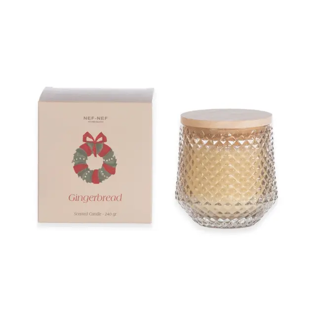 Χριστουγεννιάτικο Αρωματικό Κερί Nef-Nef Gingerbread Beige 240gr