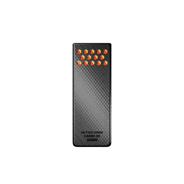 POWER BANK NITECORE CARBO 20, Carbon Fiber, Fast Charge, 65W MAX, ORANGE