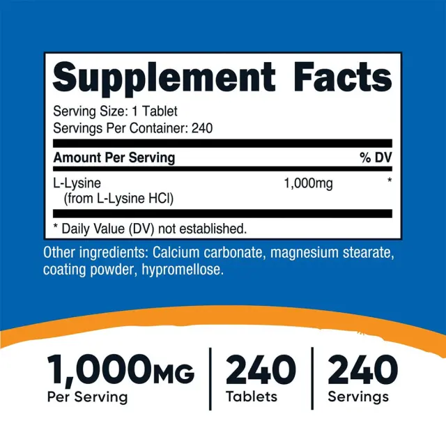 Nutricost L-Lysine Tablets 240 Tablets 2