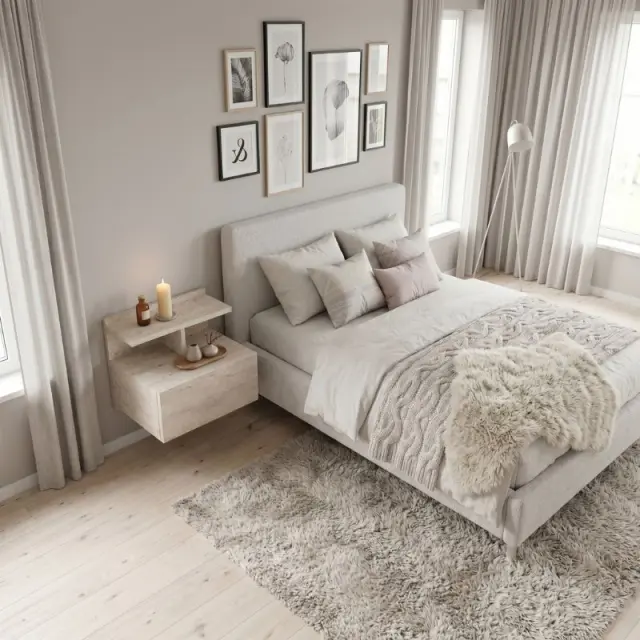 Κομοδίνο επιτοίχιο Mislina Megapap χρώμα travertine 40x33,2x32εκ. 3