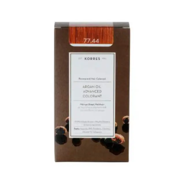 Korres Argan Oil Advanced Colorant Μόνιμη Βαφή Μαλλιών 77.44 Ξανθό Έντονο Χάλκινο, 50ml 2