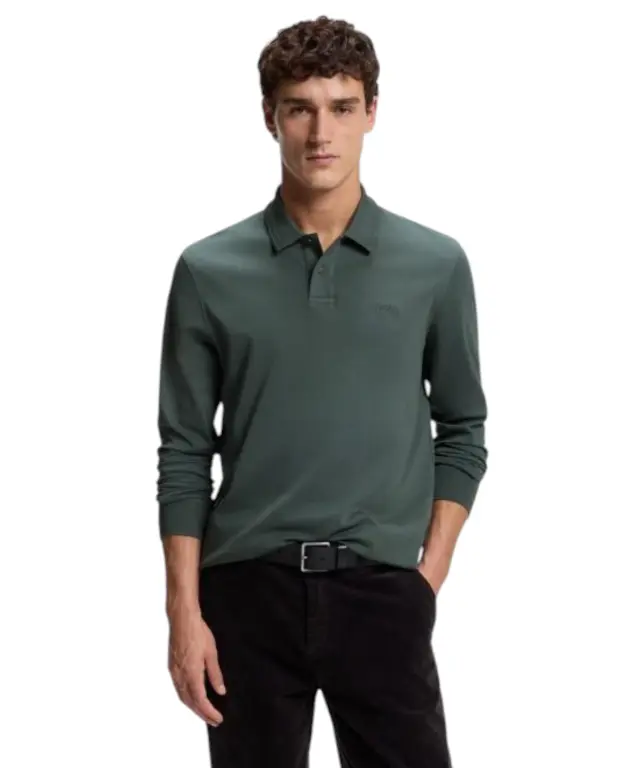 Hugo Boss - Ανδρική Μακρυμάνικη Μπλούζα Polo Pe_Interlock_Long 50527525-377 Πράσινο 2