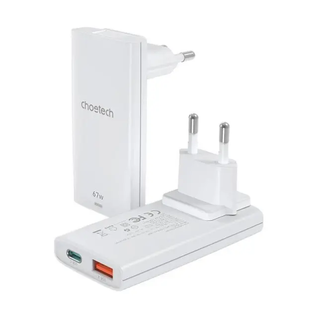 Choetech Φορτιστής PD6011 65W GaN Ultra USB-C / USB-A White