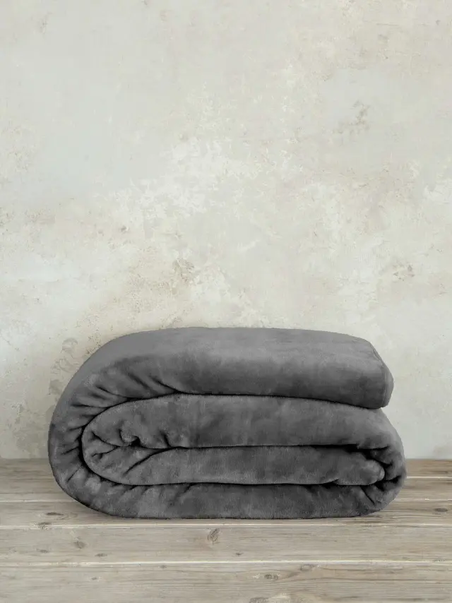 Κουβέρτα 160x220 Μονή Βελουτέ 550gsm Nima Coperta 100% Πολυέστερ- Dark Gray