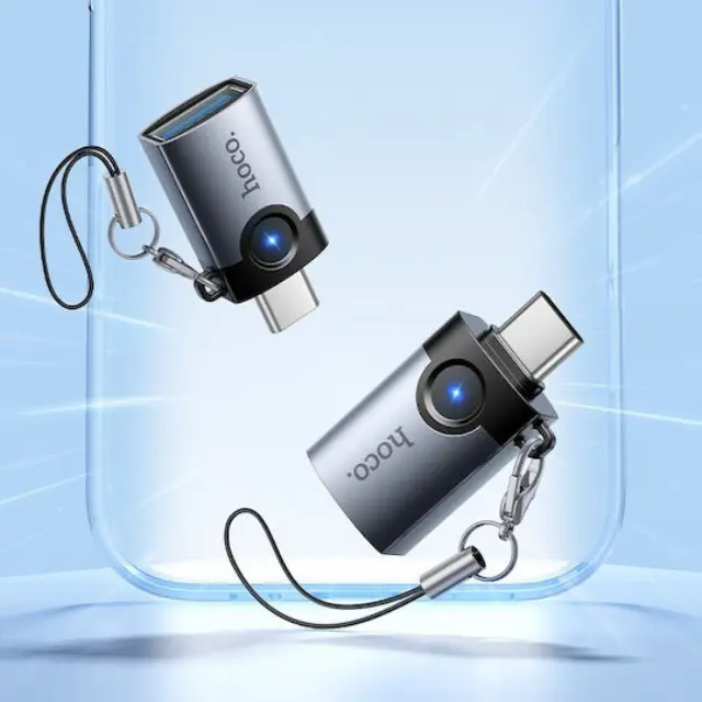 Hoco UA46C Μετατροπέας USB-C male σε USB-A female Γκρι 1τμχ 3