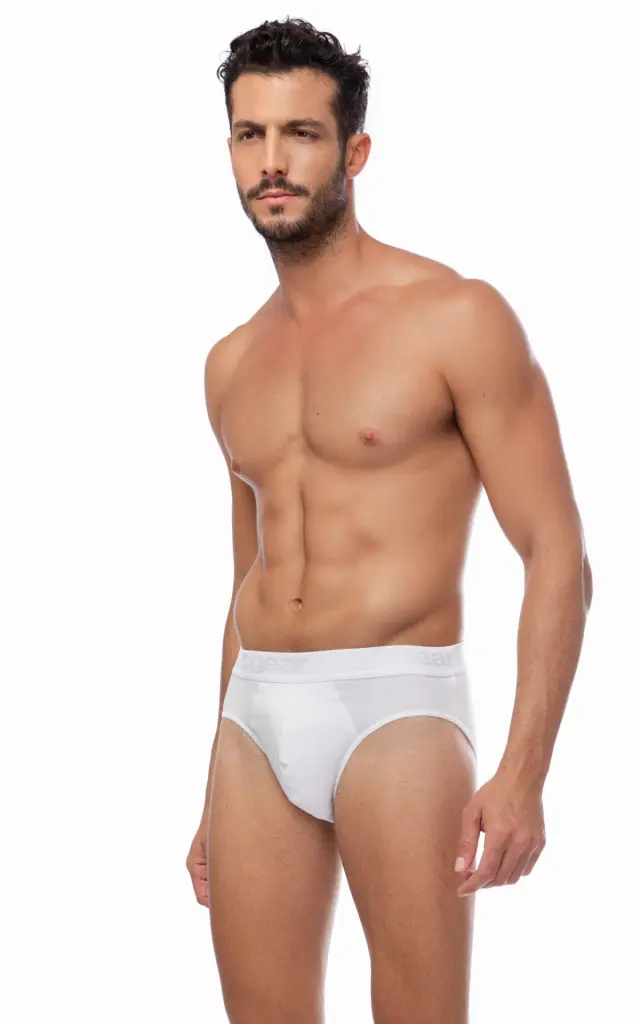 Mengear Basic Ανδρικό Mini Brief Βαμβακερό Σλιπ με Εξωτερικό Λάστιχο 2τμχ Minerva - Λευκό