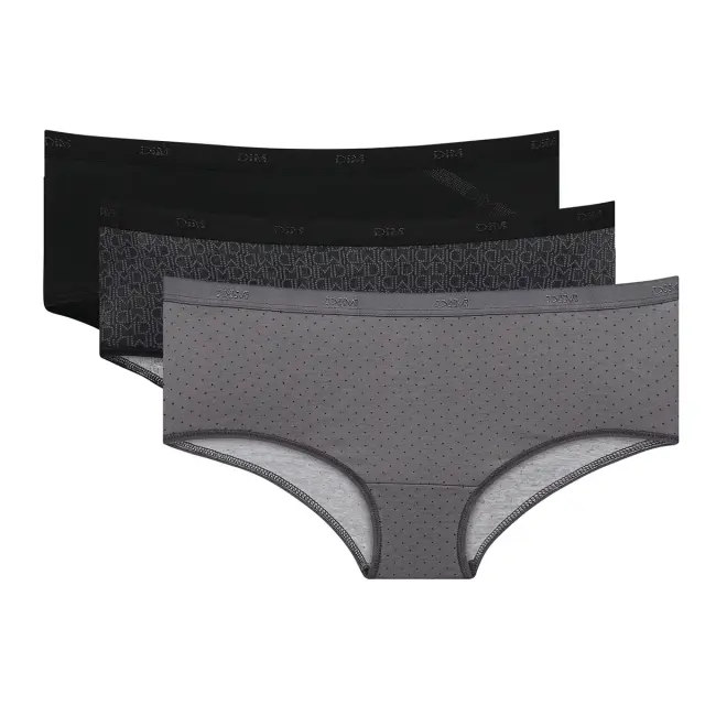 Dim Γυναικεία Μποξεράκια Βαμβακερά Les Pockets Μαύρο Logo 3-Pack 2