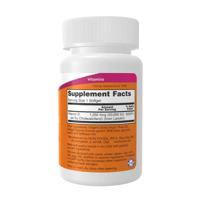 Now Foods Vitamin D-3 50,000 IU 12 Softgels 2