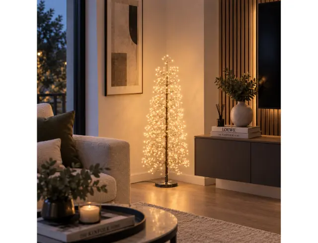 Διακοσμητικό δέντρο με 600 φωτάκια LED, Χρονοδιακόπτη, Dimmer και ύψος 100cm - Θερμό Λευκό AX5393730