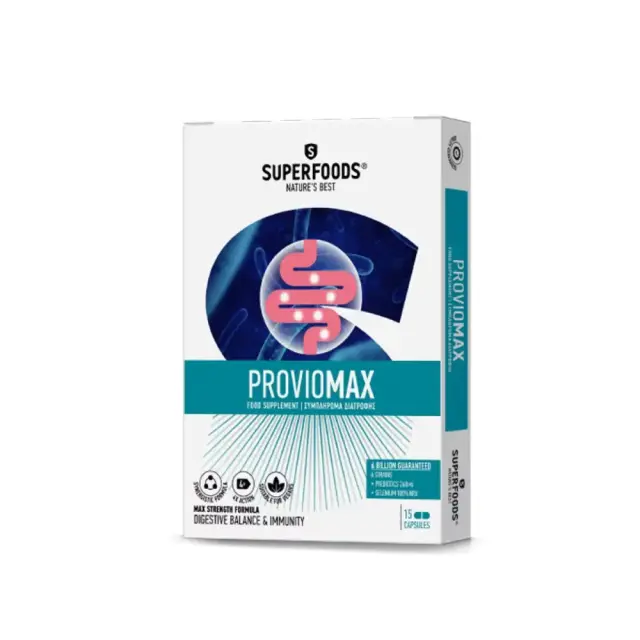 SUPERFOODS Proviomax Συμπλήρωμα Διατροφής Προβιοτικών για την Ενίσχυση της Εντερικής Λειτουργίας & του Ανοσοποιητικού 15caps