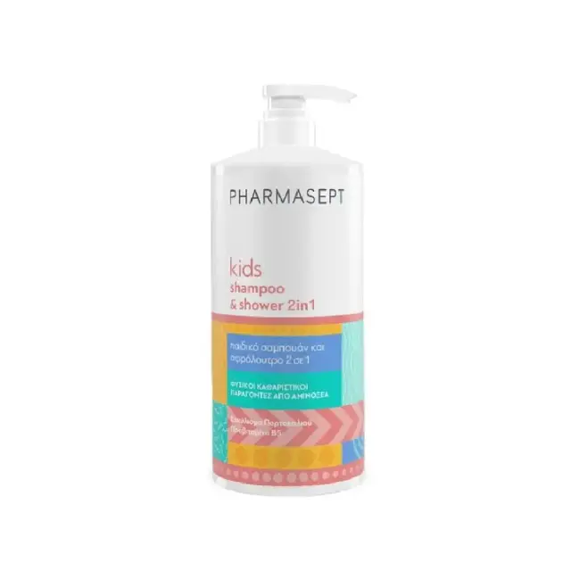 Pharmasept Kids Shampoo & Shower 2 in 1 Απαλό Παιδικό Σαμπουάν & Αφρόλουτρο 2 σε 1 με Αντλία 1Lt