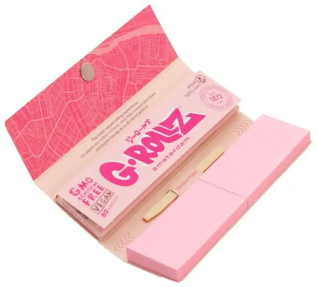 G-Rollz Χαρτάκια Pink (Mushroom Lady) - King Size Slim 50φ. με Τζιβάνα 2