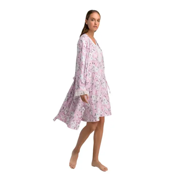 Γιώτα Γυναικεία Ρόμπα Flower Prints, Χρώμα Λιλά 2