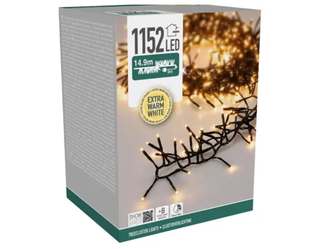 1152 Φωτάκια LED - 14.9 Μέτρα + 3 Μέτρα σύνδεσης, Μαύρο καλώδιο - 'Εξτρα θερμό λευκό AX9560350 2
