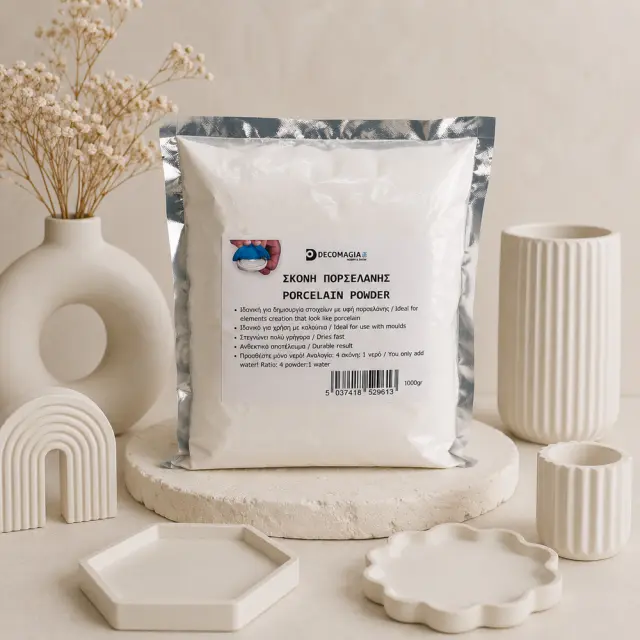 Σκόνη πορσελάνης για χύτευση καλουπιών, Classic White, 1kg 2