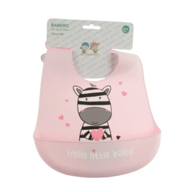 Σαλιάρα Σιλικόνης Zebra Pink 2