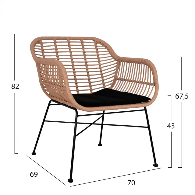 ΣΕΤ ΣΑΛΟΝΙ 4ΤΜΧ FB95460 ΜΕΤΑΛΛΟ & WICKER ΣΕ ΜΠΕΖ ΧΡΩΜΑ 3