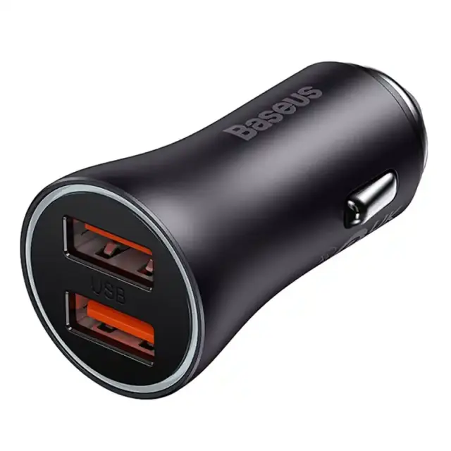 Baseus Φορτιστής Αυτοκινήτου Golden Contactor Max, 2x USB, 60W (Ανθρακί) 2