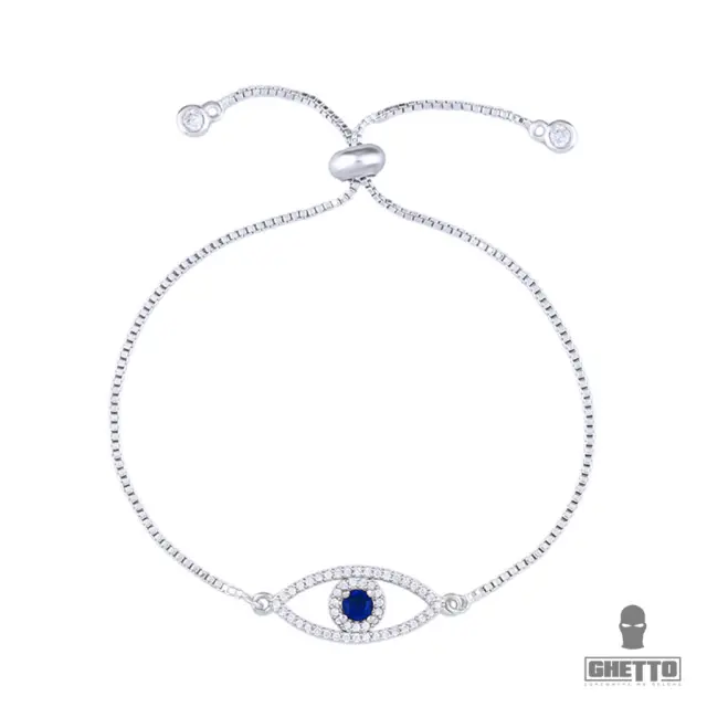 Ghetto Greek Eye Pendant Bracelet Charms Adjustable Silver