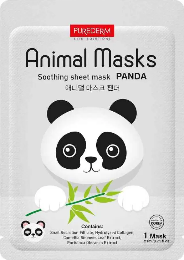 Purederm Animal Mask Panda Soothing Sheet Mask Καταπραϋντική Μάσκα Προσώπου 21ml