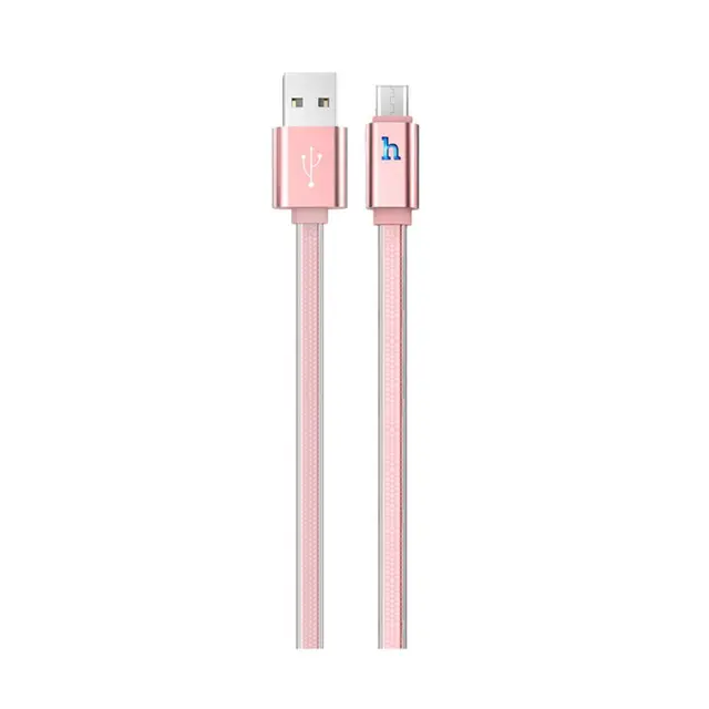 Καλώδιο σύνδεσης Hoco UPL 12 Plus USB σε Micro-USB 2.4A με PVC Jelly και Φωτεινή Ένδειξη Ροζ Χρυσό 1.2m