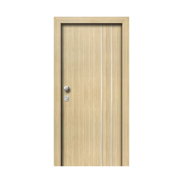 Θωρακισμένη πόρτα με επένδυση Laminate 2 Inox Vertical Kataskevastikh