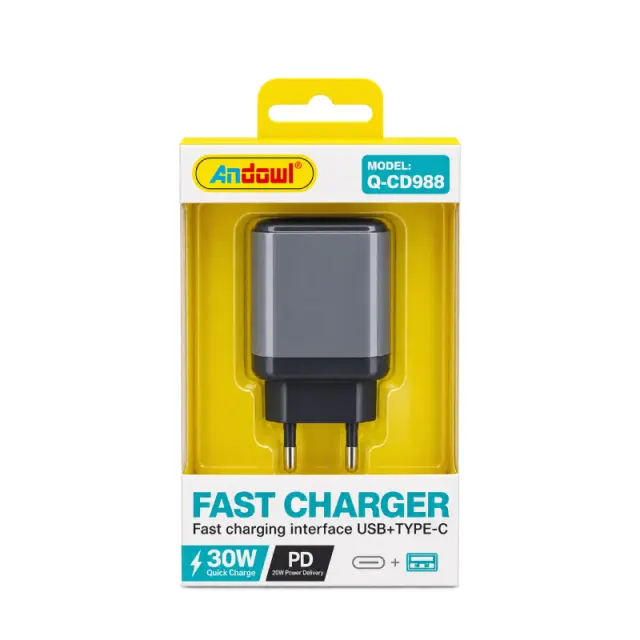 Andowl Φορτιστής Q-CD988 30W PD με USB & Type-C - Andowl Q-CD988 30W PD USB & Type-C Fast Charger 315350