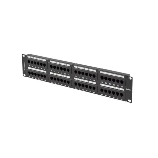Lanberg Patch Panel 48port 2U 19" Cat5E UTP Black (PPU5-2048-B)