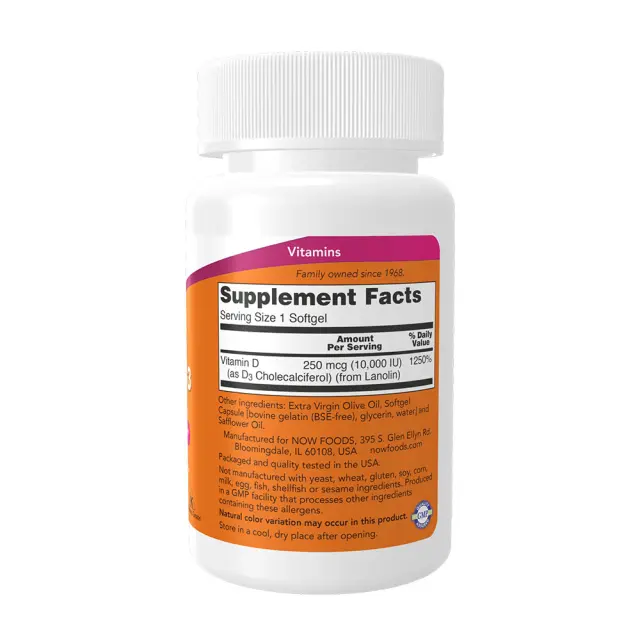 Now Foods Vitamin D-3 10,000 IU 30 Softgels 2