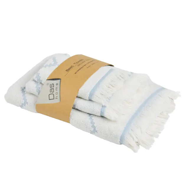 Σετ 3Τεμ Πετσέτες 30x50-50x90-70x140 450gsm Das Home Soft Best 0870 Dusty Blue 100% βαμβακερό 2