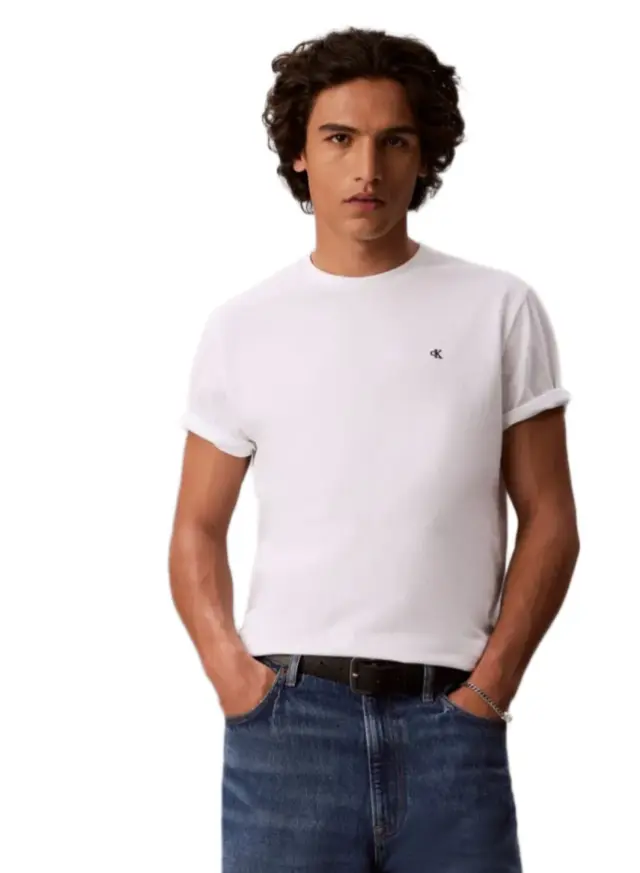 Calvin Klein - Ανδρικό T-shirt Classic Monogram Tee Regular Fit LV04RD254G-YAF Λευκό - XL
