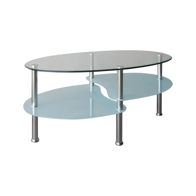 Τραπεζάκι Σαλονιού CORSICA Μέταλλο/Γυαλί Silver/Clear 90x50x44cm