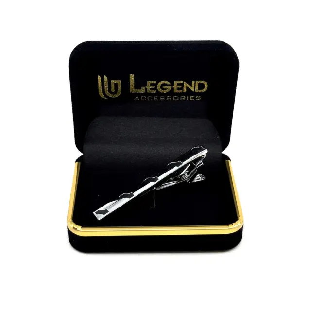 Ασημί Μαύρο Κλιπ Γραβάτας 6 cm με Σμάλτο – LGD-TC-121/6CM