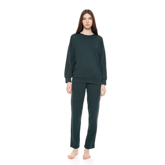 Γυναικεία πυτζάμα Solid Midnight W1567 Dark Green Pink Label