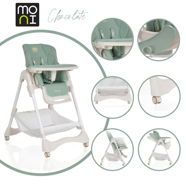 MONI - High chair Chocolate light blue - 3800146239404