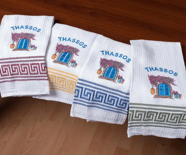 Σετ 12 τεμαχίων ποτηρόπανα (45cm x 65cm) πόρτα THASSOS - -