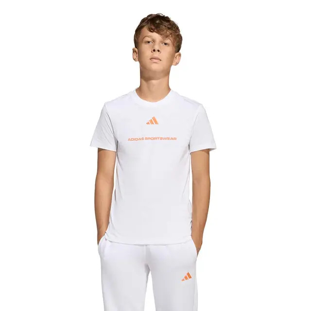 adidas Sportswear Boy's Slogan Single Jersey Tee Άσπρο KG5189 (adidas Sportswear) - 140